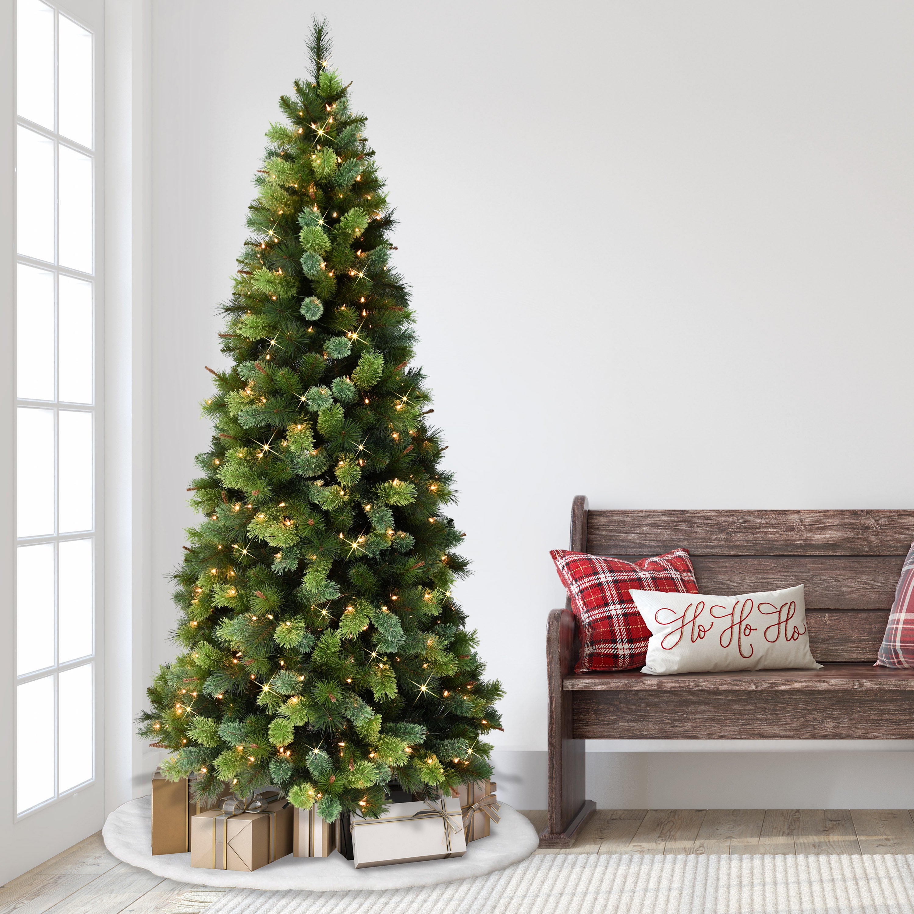 7.5ft Pre-Lit Slim Portland Pine Christmas Tree