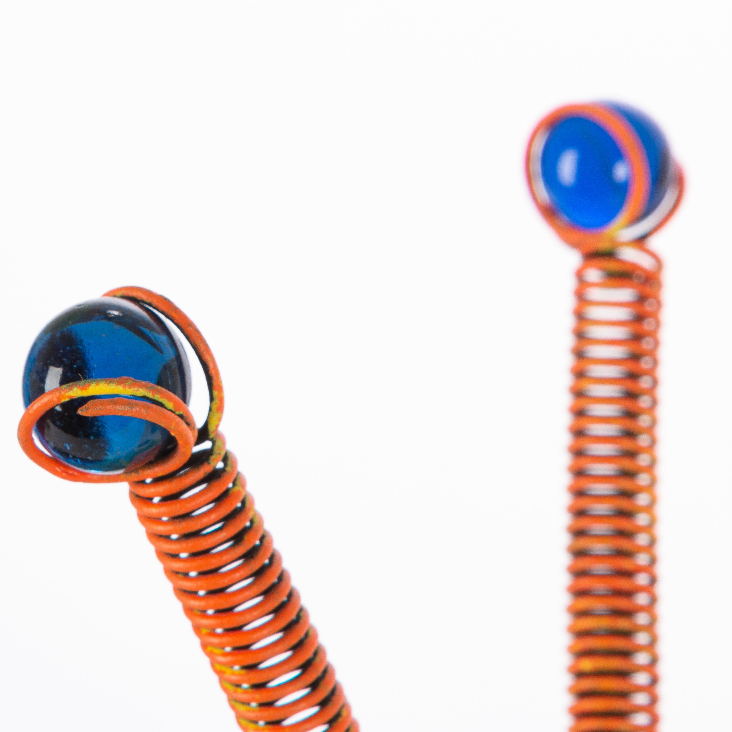 13.78 in. Solar Powered Blue Metal Grasshopper