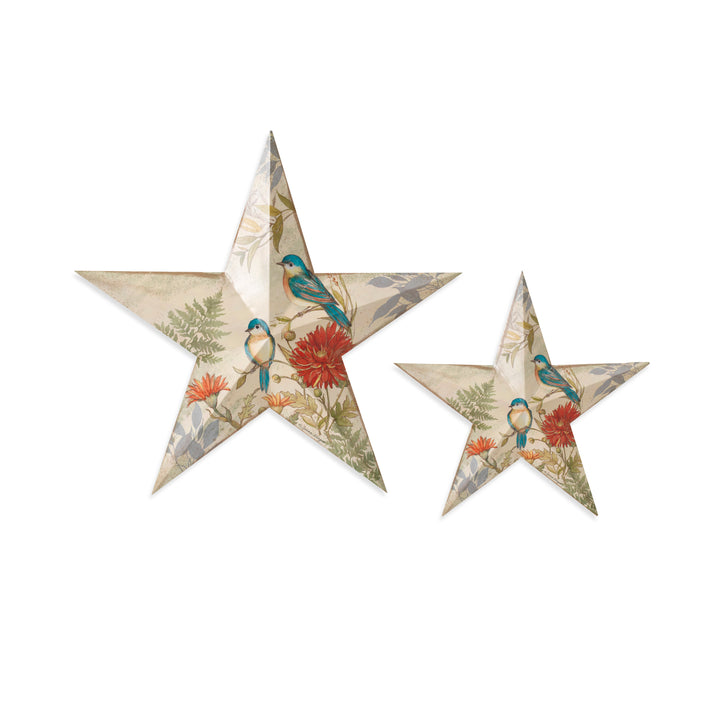 Set of 2 Metal Spring Bird Design Wall Hanging Star 2575510EC