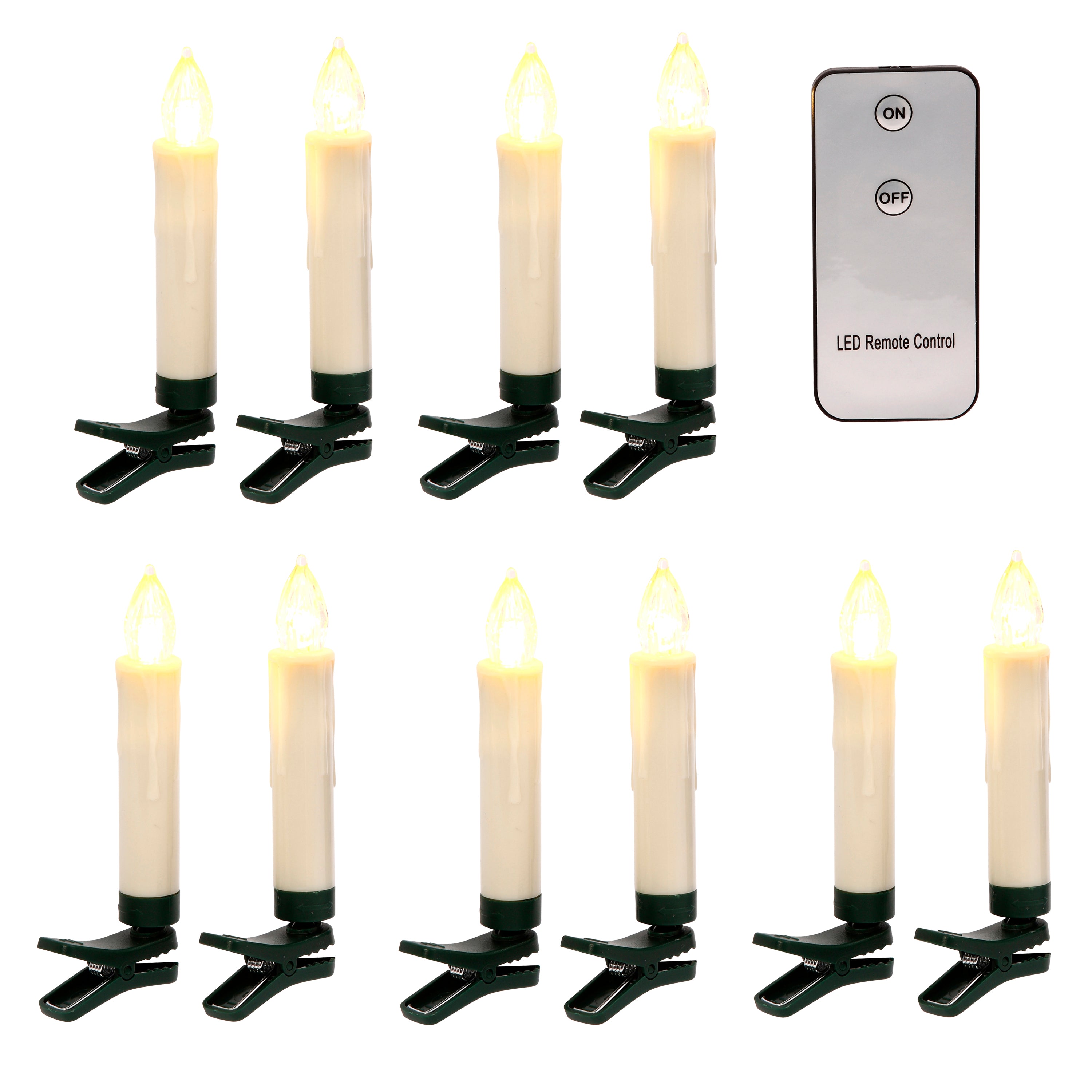 Remote Control LED Taper Candles with Clips, Set of 10 2361170EC