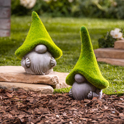 S/2 8.07 in H Terracotta Moss Gnomes