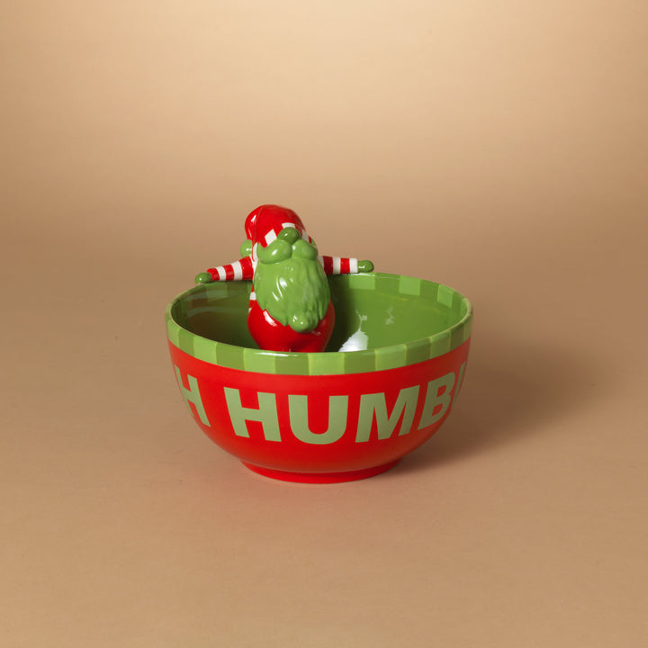 10 Inch Dolomite Bah Humbug Holiday Gnome Bowl #2695960EC