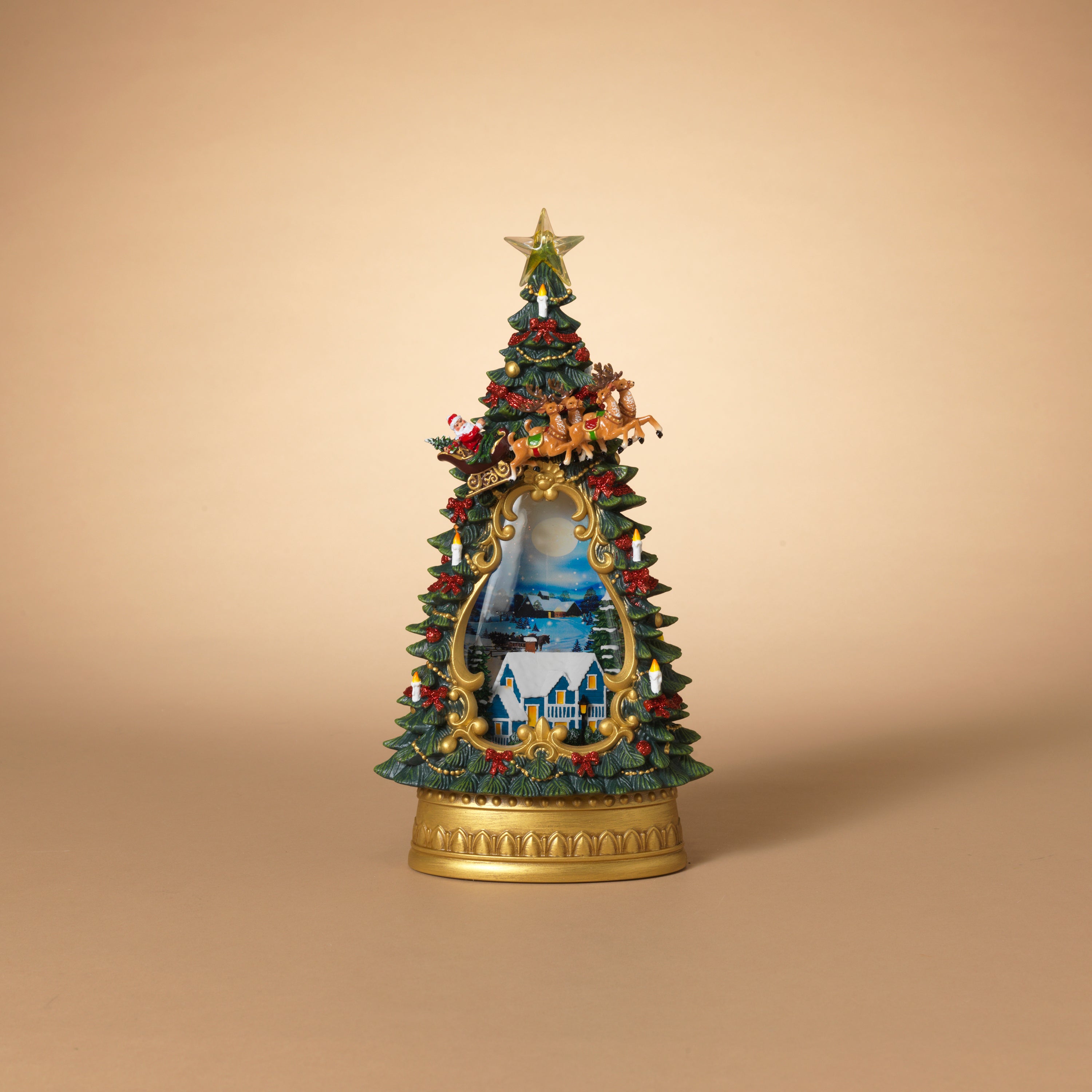 Lighted 13.8 in H Battery Operated Lighted Holiday Scene Spinning Water Globe