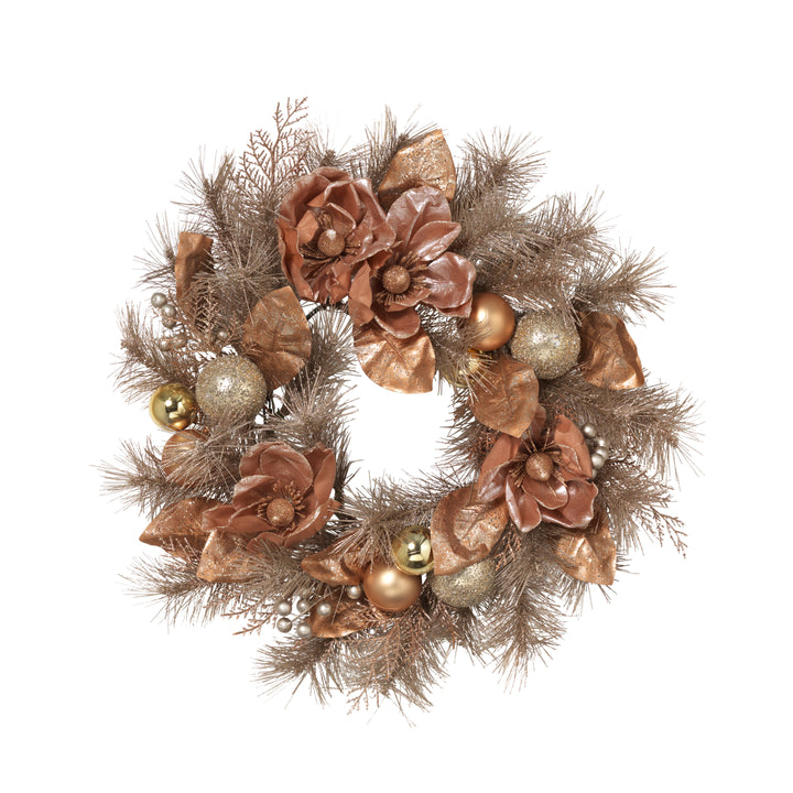 24 in. Champange Gold and Rose Gold Mangolia Wreath #2552360EC