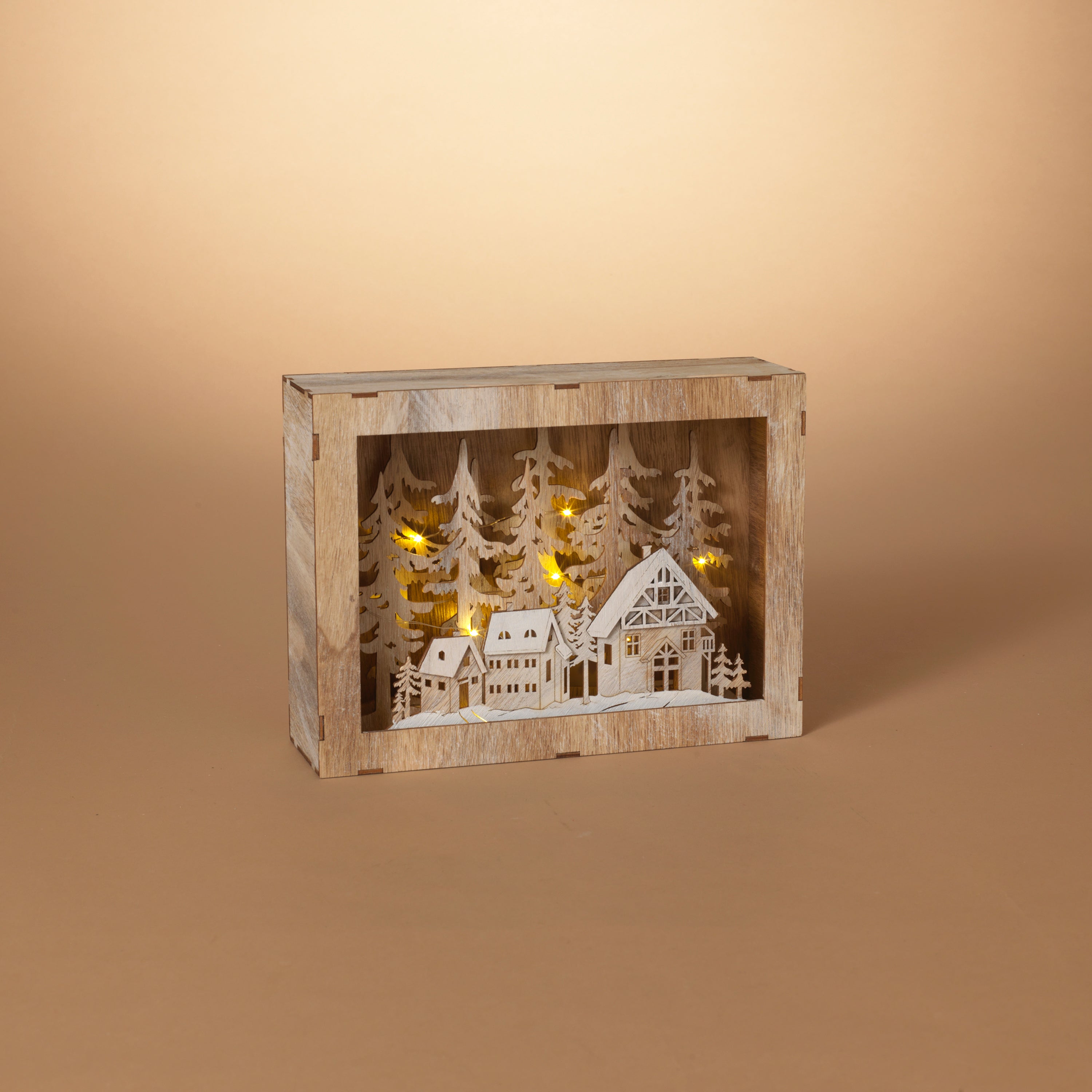 Artisanal 11.8 in L Battery Operated Lighted Laser Cut Wood Winter Scene 2659860EC