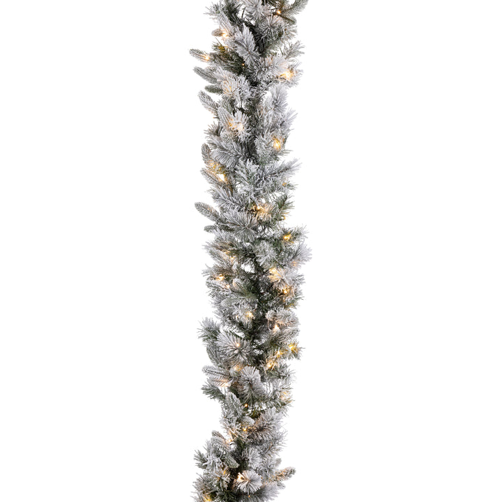 Sterling Elegant 9 Foot by 12 Inch Prelit Mixed Tips Garland with Flocking and Glitter #435875CMLEDEC