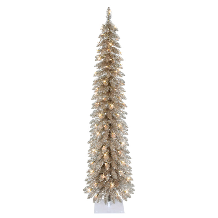 6' Pre-Lit Artificial Alpine Rose Gold Pencil Tree RG-01063-TP60C1A