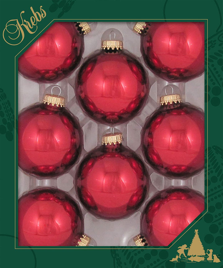 Christmas by Krebs December Red 2.63 in Glass Christmas Tree Ornaments Set of 8 #KBX70112