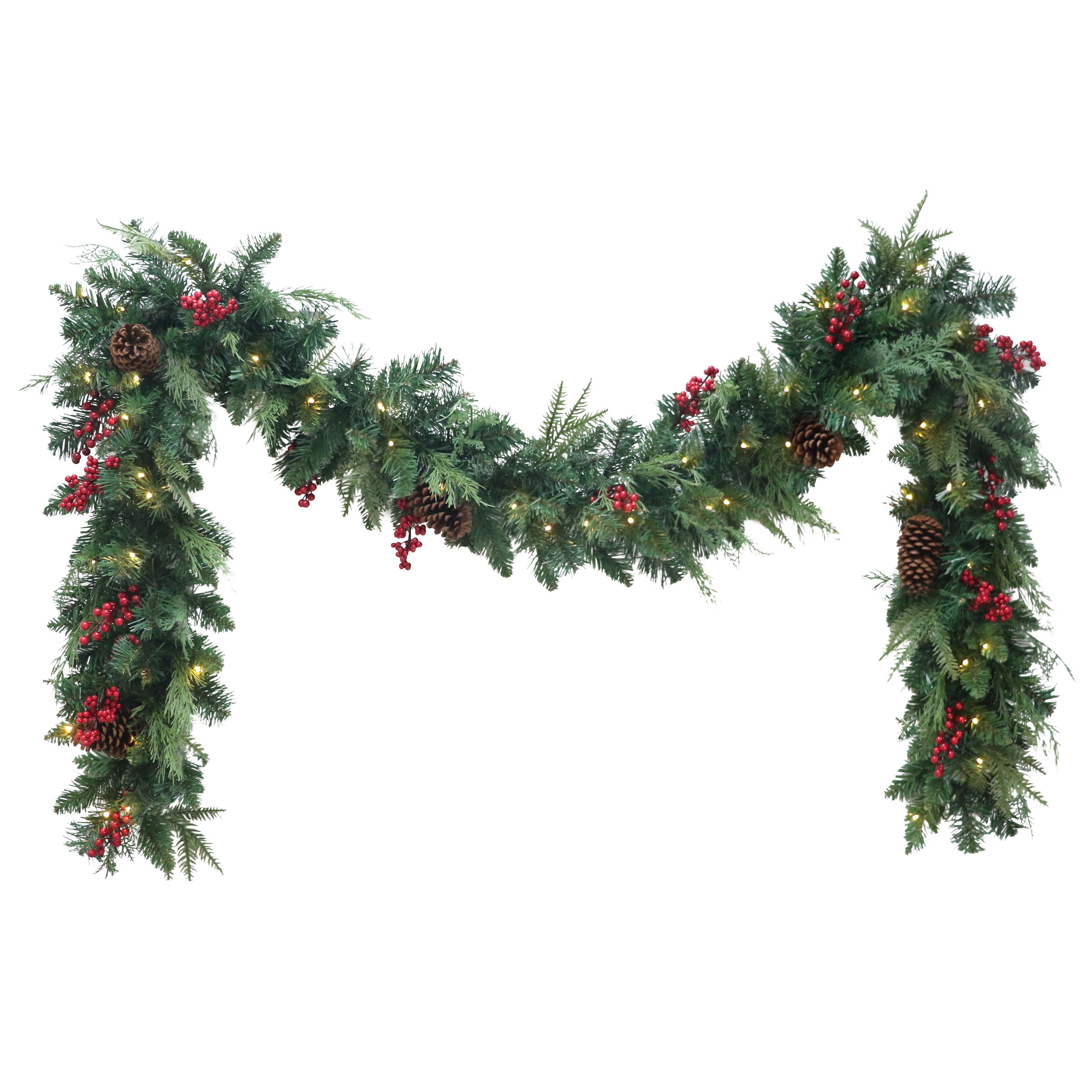 9' x 10" Pre-Lit Battery-Operated Adorned Garland 51022-G9-10LW05A-BO