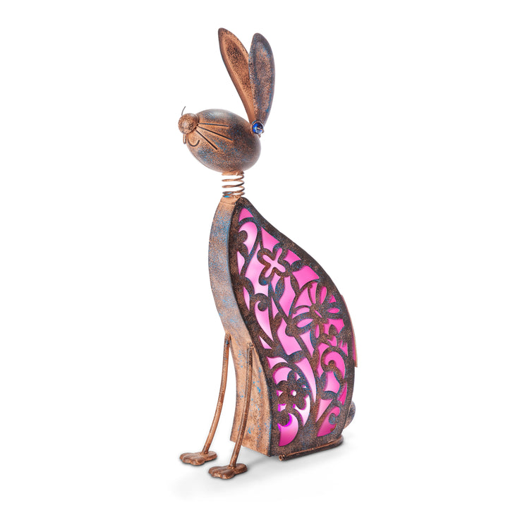 23.03 Inch Pink Outdoor Solar Lighted Metal Rabbit 71649-Pink