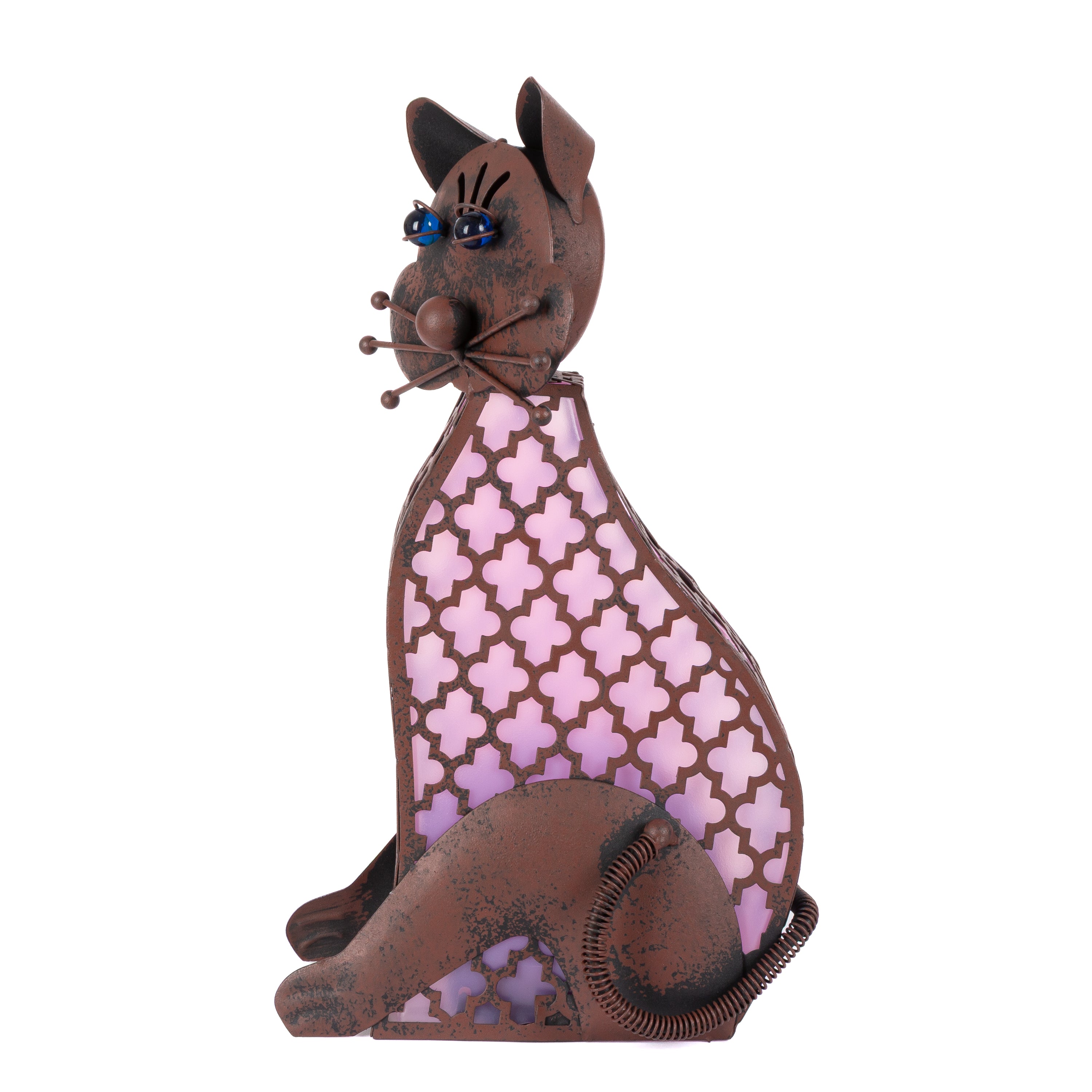 15.5 Inch Solar Lighted Outdoor Garden Meadow Pink Cat