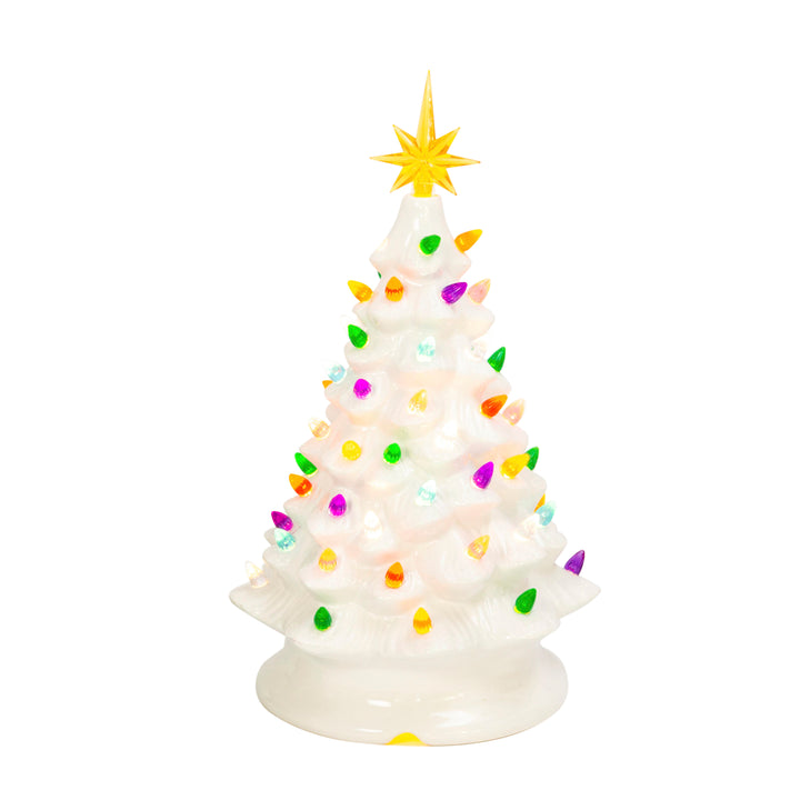 13.9 in. Illuminating Musical Dolomite White Christmas Tree #2534180EC-White