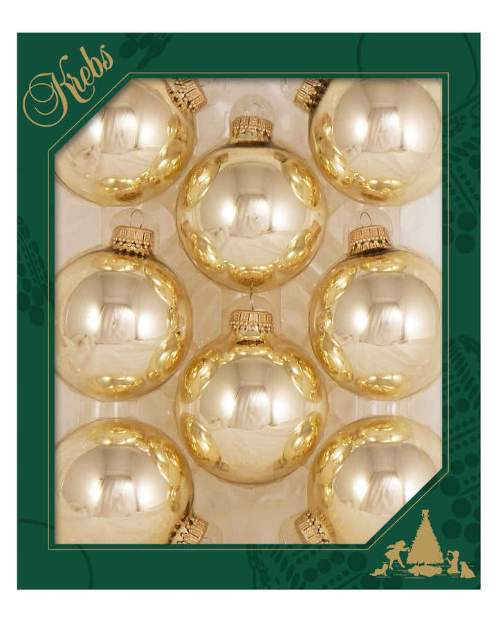 Christmas by Krebs Tiffany Gold 2.63 in Glass Christmas Tree Ornaments Set of 8 #KBX70116