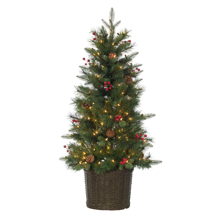 Sterling 4 ft. Pre Lit Clear Lights UL Potted Natural Cut Riverton Pine