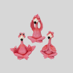 5.5 in. Resin Yoga Flamingo Figurines, set of 3