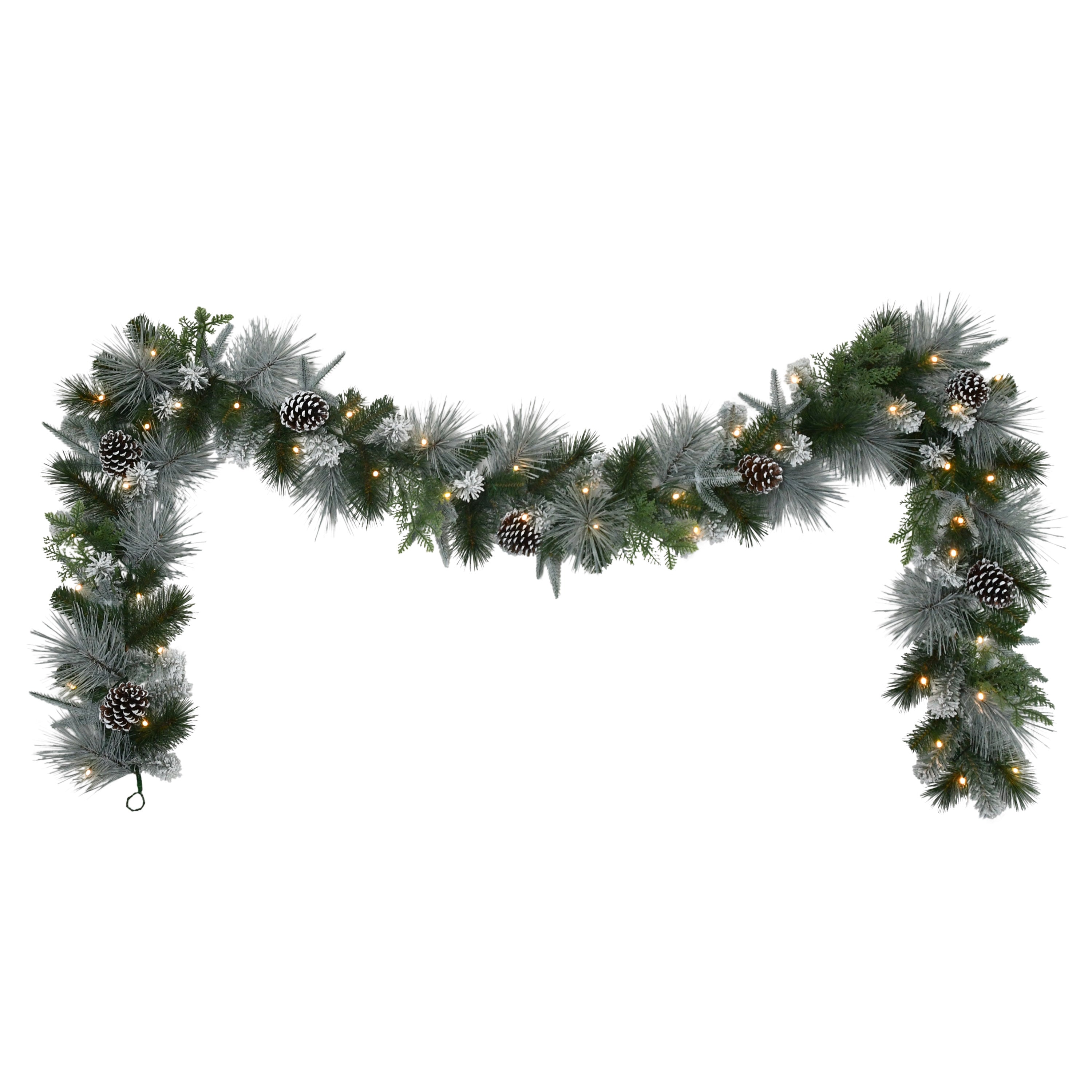 9' x 10" Pre-Lit Battery-Operated Flocked Garland 5926-G9-10LW04A-BO