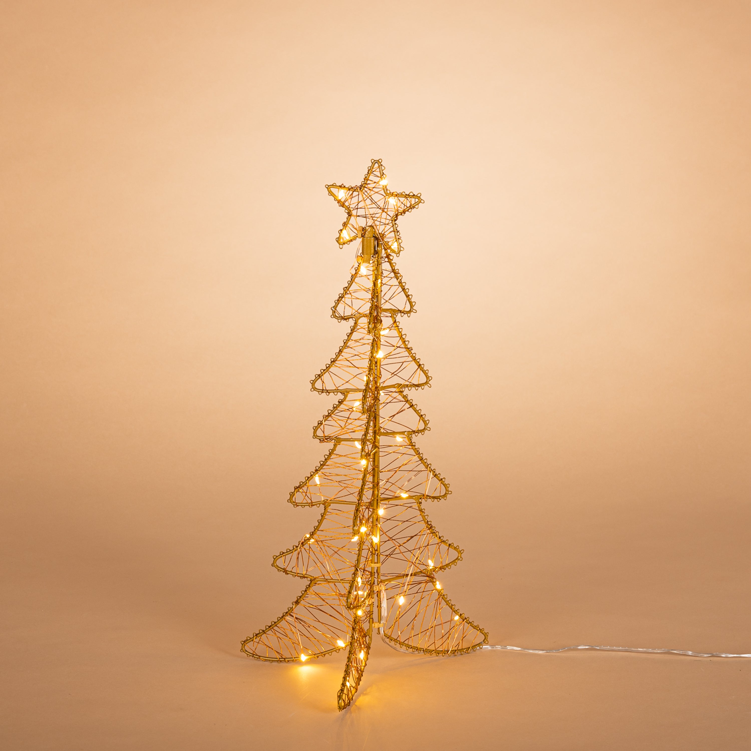 Illuminated 16 in H Battery Operated Foldable Lighted Iron Christmas Tree with 35 Warm White Micro LED Lights 2740350EC
