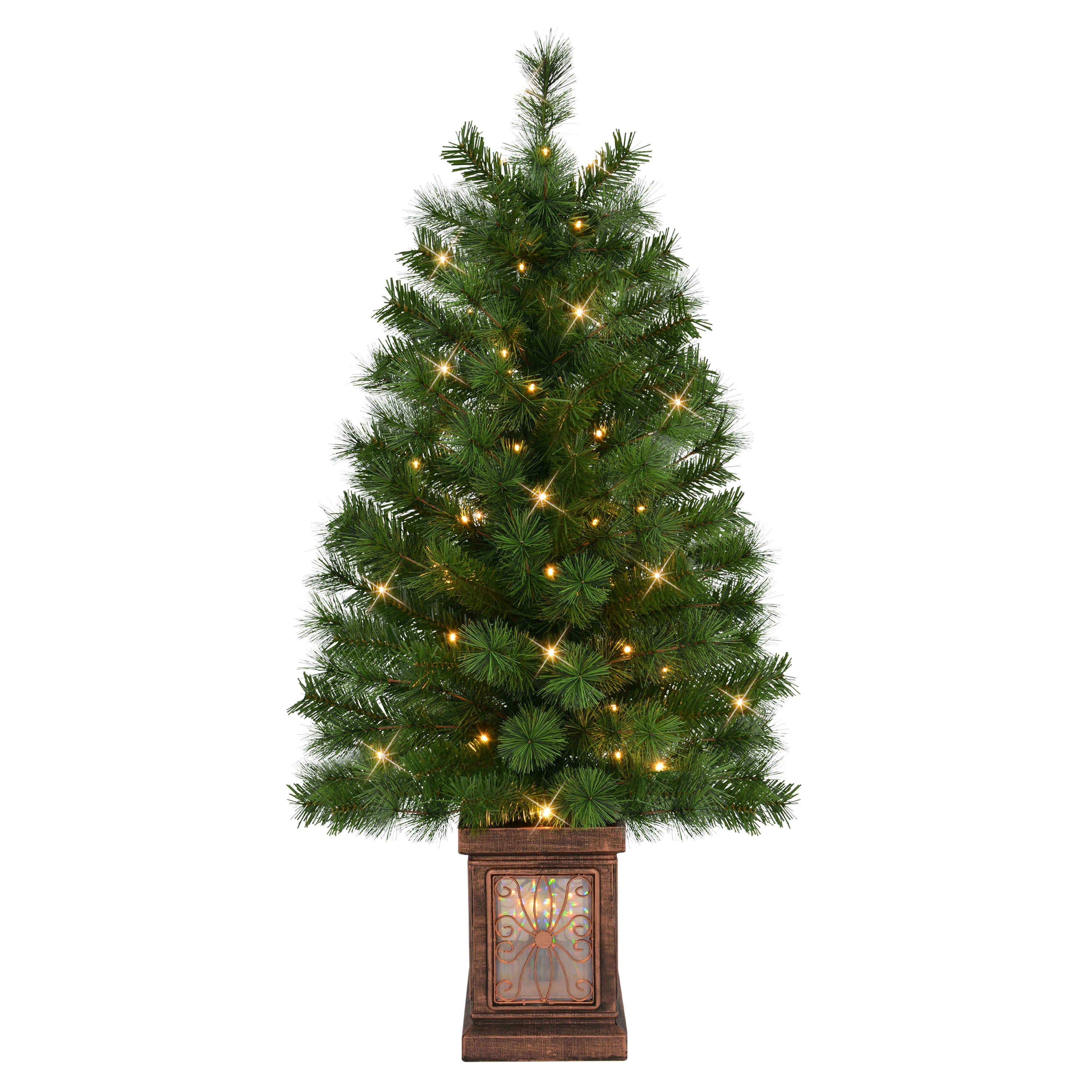 Set of 2 Artificial Battery-Operated Pre-Lit Potted Christmas Trees 51037-ST35LW05A-2-BO