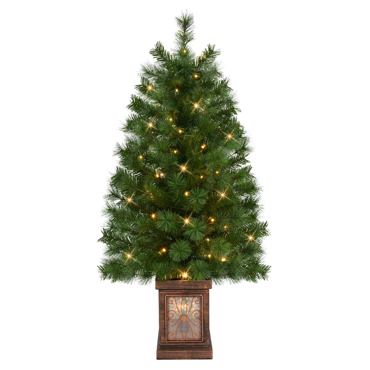Set of 2 Artificial Battery-Operated Pre-Lit Potted Christmas Trees 51037-ST35LW05A-2-BO