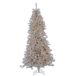 Sterling 7.5 Pre Lit Clear UL Silver Curly Tinsel Tree