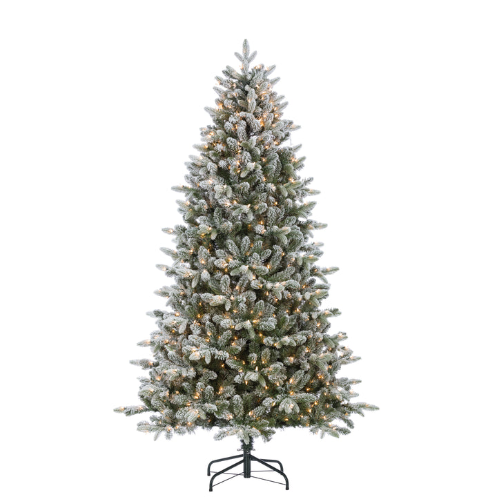 Sterling 7.5 ft. Pre Lit Clear UL Natural Cut Flocked Swiss Mountain Fir