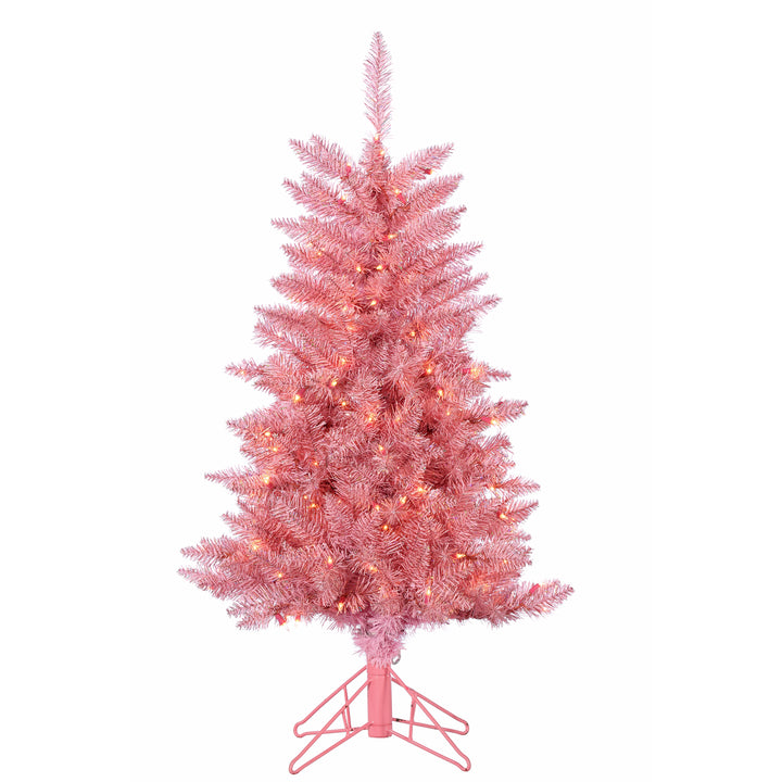Sterling 4 ft. Pre Lit Clear UL Pink Tuscany Tinsel Tree