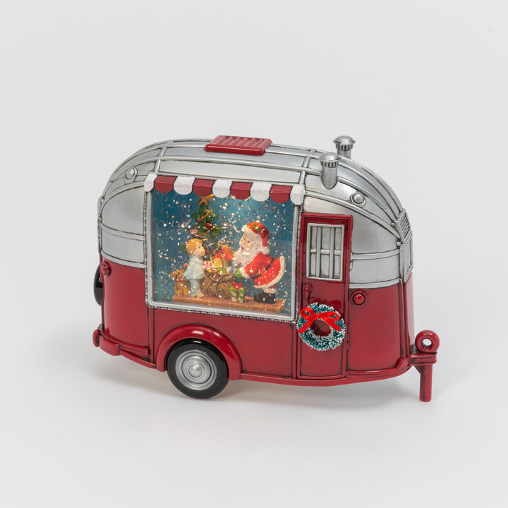 Illuminated 9.25 in L Battery Operated Lighted Musical Spinning Water Globe Campe 2601360EC