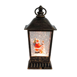 Antique Lantern with LED Light Up Santa Scene