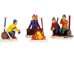 Lemax Village Collection Skiers' Camp Fire, Set of 4, B/O Lighted Accessory #04468