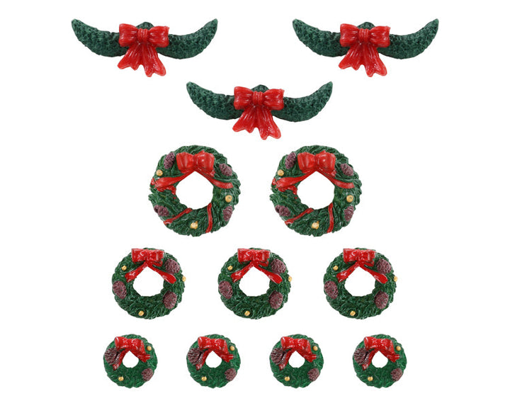 LEMAX Garland And Wreaths, Set of 12 #04802