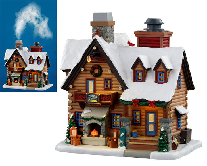 Lemax Village Collection Thicket Falls Cabin, with 4.5V Adaptor #05698
