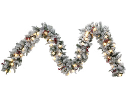 Puleo International 9ft Flocked Bridgeport Garland  in Warm White #114-BGF-9/12G40LW03