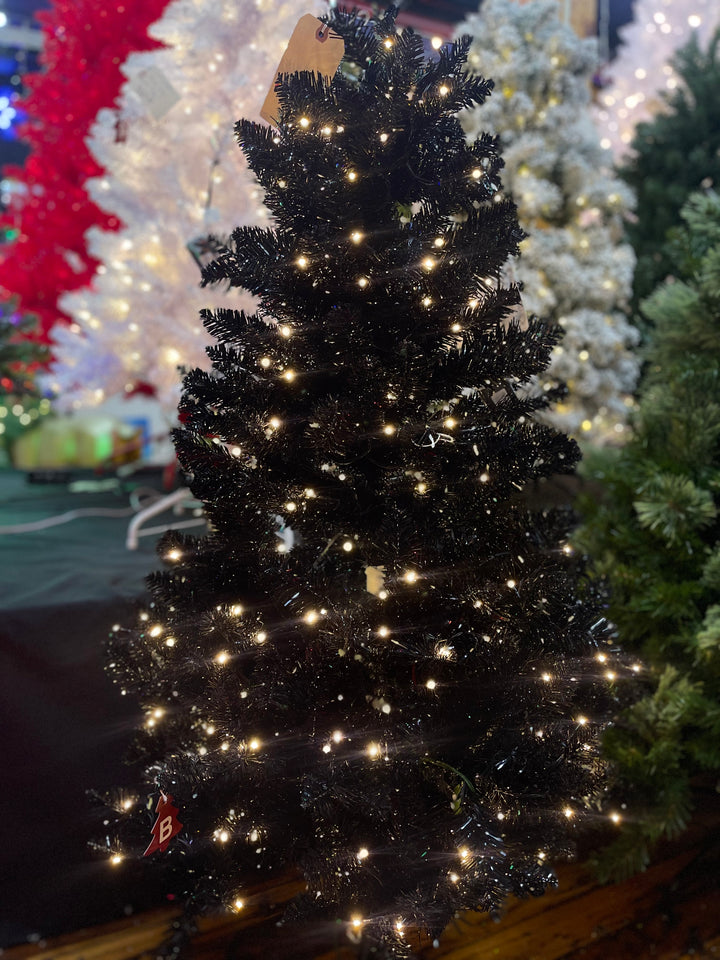 Puleo International 4.5ft Evergreen Spruce Shiny Black Tree #114-ESBK-45LWF3K250