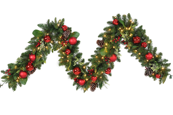 Puleo International 9ft St. Nicholas Decorated Garland in Clear