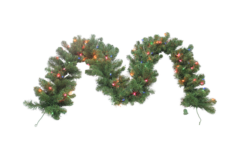 Puleo International 9ft X 12" Kentucky Pine Green Garland with Multi Lights