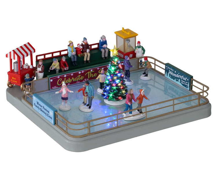 Lemax Outdoor Skating Rink Sights and Sounds Animated Tabletop Decoration #14871