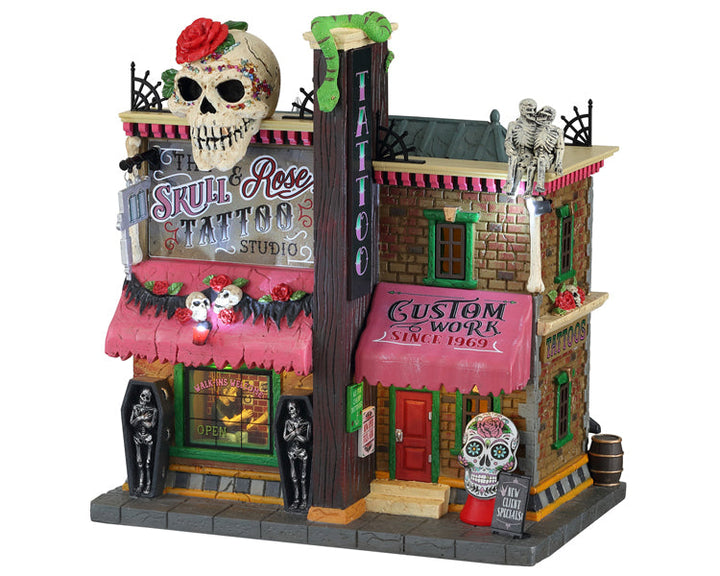 Lemax Village Collection The Skull And Rose Tattoo Studio, Battery Operated (4.5V) #15751