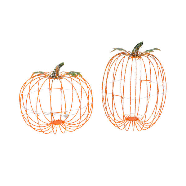 Set of 2 Electric Lighted Metal Pumpkin