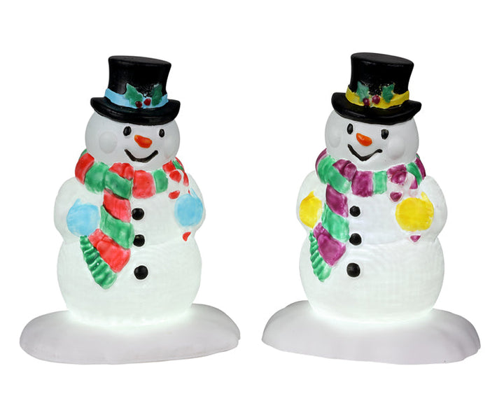 LEMAX Holly Hat Snowman, Set of 2, B/O (4.5V) #24965