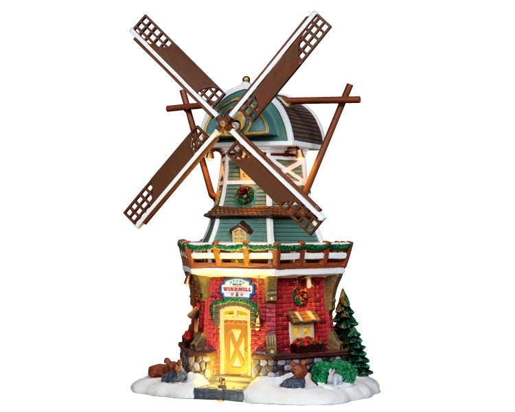 Lemax Stony Brook Windmill Lighted Animated Building with 4.5V Adaptor #25384
