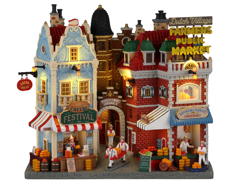 Lemax Dutch Cheese Festival And Farmers Market Lighted Facade B/O 4.5V #25868
