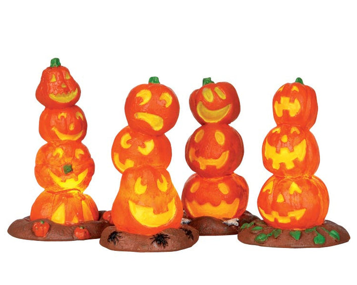 Lemax Village Collection Light Up Pumpkin Stack, Set/4, Battery Operated #34623