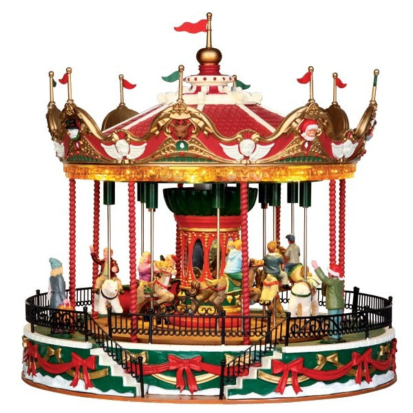 Lemax Santa Carousel Animated Sights and Sounds Carnival Ride #34682
