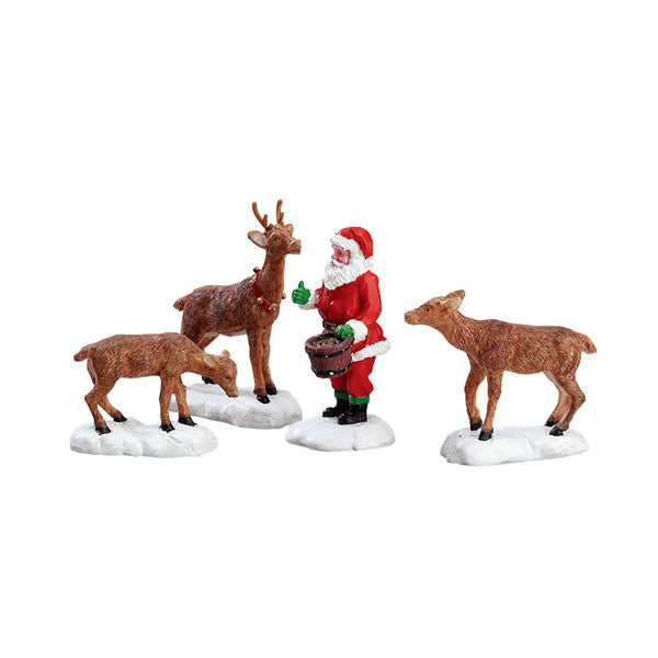 LEMAX Santa Feeds Reindeer, Set of 4 #52146