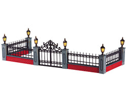 LEMAX Lighted Wrought Iron Fence, Set of 5, B/O Lighted Accessory #54303