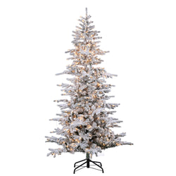 7.5ft Pre-Lit Flocked Cambridge Fir Christmas Tree with Clear Lights