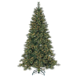7.5ft Pre-Lit Mixed Pine & Gold Glitter Cashmere Tip Christmas Tree with Clear Lights
