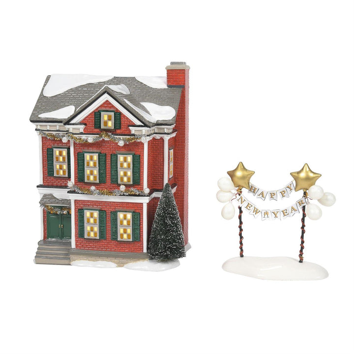 Snow Village Ready For New Year's Eve, set of 2 #6011424