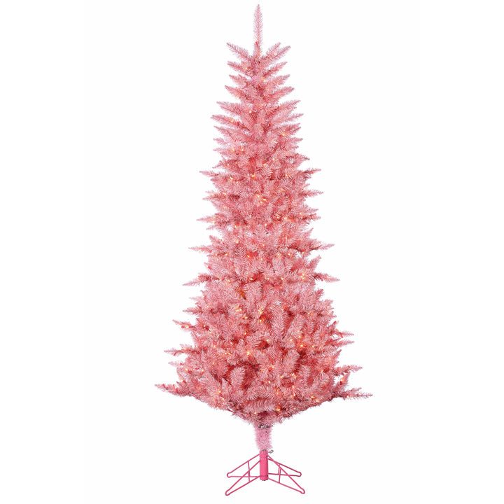 7.5ft Pre-Lit Pink Tuscany Tinsel Christmas Tree with Clear Lights