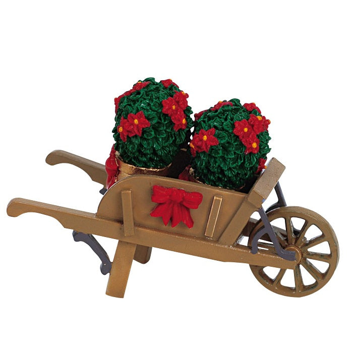 LEMAX Wheelbarrow with Poinsettias #64479